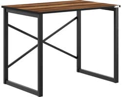 FurniChic, computertafel, bureau computertafel, laptop en PC tafel, studie bureau, industrieel ontwerp, voor thuiskantoor, eenvoudige montage, barok walnoot -90x60x73 cm(lxbxh)