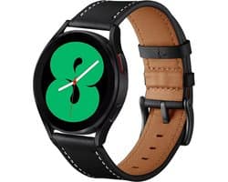 By Qubix - Geschikt voor Garmin bandje - Geschikt voor Garmin Venu 2 / Garmin Venu 3 - lederen bandje - Zwart - Smartwatch bandje 22mm