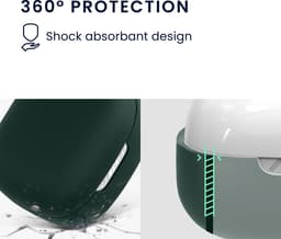 kwmobile cover voor oordopjes case - geschikt voor JBL Live Pro 2 TWS - Trendy beschermhoes draadloze oordopjes in donkergroen — thumbnail 2