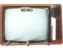 Sleutelrekje met whiteboard voor notities - met stift en gum - retro, ouderwetse televisie - 21,5 cm - kerst cadeau tip