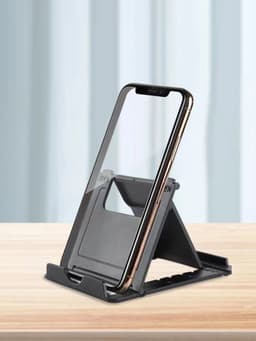 Waledano® Telefoonstandaard Bureau- Tablethouder -Telefoonhouder - Opvouwbaar en Verstelbaar - ZWART — thumbnail 1