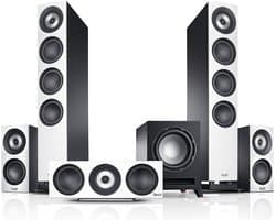 Teufel Definion 3 Surround Power Edition 5.1-Set - High end surround set met vloerstaande speakers - Gepatenteerd SCA-coaxiaal chassis - Subwoofer - wit / zwart