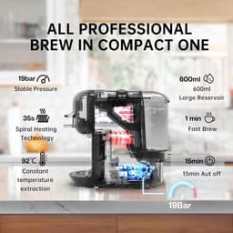 HiBrew - Koffiezetapparaat 5-in-1 – Koffiemachine + Melkschuimer – Meerdere Capsules – Koffiepadmachine - Heet/Koud – 19Bar – 1450W – Zwart — thumbnail 2