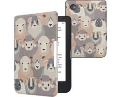 kwmobile e-reader hoesje geschikt voor Kobo Clara 2E hoes - E reader flip case met magnetische sluiting - Ereader cover - design in wit / bruin / grijs