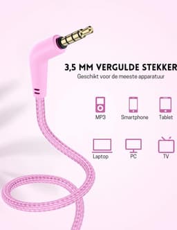 StayPowered Kinderheadset - De Ultieme Veilige en Comfortabele Hoofdtelefoon voor Kinderen - Hoge Audio Kwualiteit - Ingebouwde Volumeregelaar - Verstelbare en Opvouwbaar Ontwerp - Compact Ontwerp - Roze - Levering Sneller dan Aangegeven — thumbnail 2