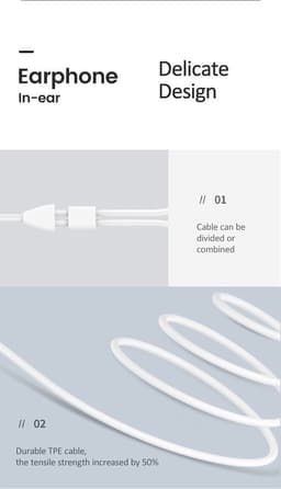 USAMS EP-41 Serie - USB-C Stereokoptelefoon - Wit - Ergonomisch Ontwerp — thumbnail 3