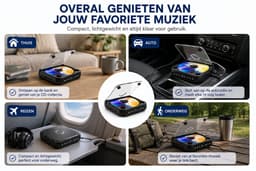Quavitec Draagbare CD Speler met Oordopjes - Bluetooth 5.3 - Portable Discman met Ingebouwde Speaker - Radio / CD / CD-R / CD-RW - MP3 Speler - 3.5 MM AUX - Walkman voor in de Auto — thumbnail 3