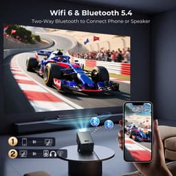 SnelShoppen - 2000 ANSI Native 1080P Smart Projector, 4K Ondersteund, Mini Projector met WiFi & Bluetooth, Auto Focus, Keystone, Ideaal voor Thuisbios — thumbnail 4