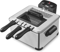 Elektrische Friteuse - Olie Friteuse - Thuis Frituren - Instelbare Thermostaat - 5 Liter - Zilver — thumbnail 1