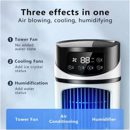 Mini Airco - Ventilator Koeler - Persoonlijke Verkoeling - Stille Werking - 300 ml Tank - Wit — thumbnail 5