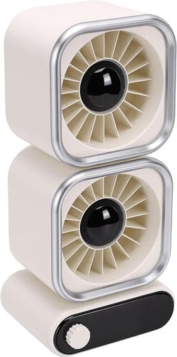 Tafelventilator met 2 Koppen - Bureau Ventilator - Persoonlijke Koeling - 100 Snelheden Instelbaar - 4000 mAh Batterij - Beige — thumbnail 5