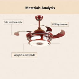 Plafondventilator met Verlichting - Ventilatorlamp Hout - Ruimte Koelen - Stille Koperen Motor - 112 cm Diameter - Bruin — thumbnail 3