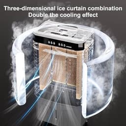 Verdampingsluchtkoeler - Mobiele Airco Ventilator - Ruimtes Koelen - Grote Watertank - 50L 100cm - Wit — thumbnail 5