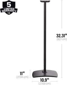 Sanus WSSE32-B2 fixed speaker stand - luidsprekerstandaard - optimale luisterhoogte - kabelbeheer - geschikt voor Sonos ERA 300 - 2 stuks (paar) - Zwart — thumbnail 4