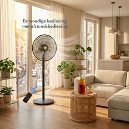 Livista Statiefventilator - Met Afstandsbediening - Staande Ventilator - 112 cm Hoog - 8 Snelheden - Timer - 90° Oscillerend - 40° Kantelbaar - Zwart — thumbnail 2