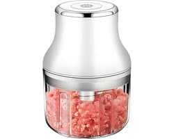 Mini Keukenmachine - Hakmachine Groente - Snel Ingrediënten Snijden - Draadloos Oplaadbaar - 250 ml - Wit