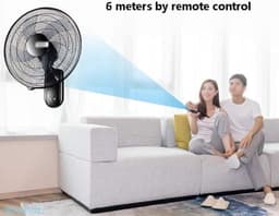 Wandventilator - Muurventilator Oscillerende - Ruimte Koelen - Stil Energiebesparend - 90 Grad Oscillatie - Zwart — thumbnail 2