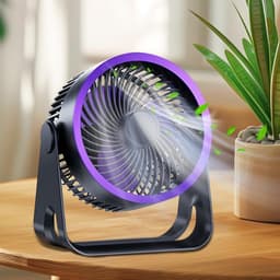 Kleine USB Ventilator - Draagbare Fan - Persoonlijke Koeling - 360 Graden Verstelbaar - 16.9x18.9x9.3cm - Paars Zwart — thumbnail 2