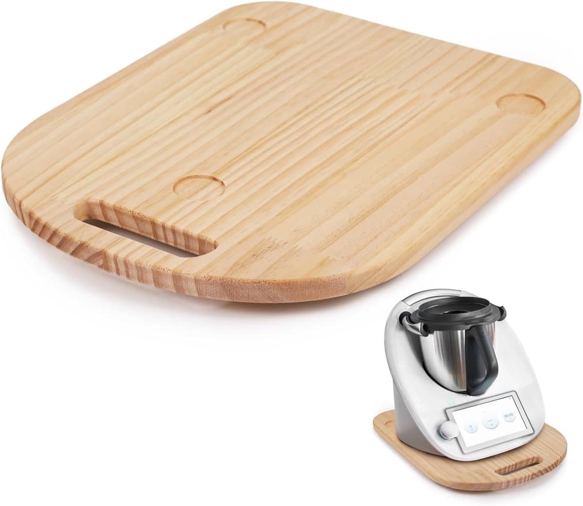 Houten Schuifbord - Keukenmachine Mat - Apparaat Verplaatsen - Met Handvat - 36x28 cm - Beige — afbeelding 1