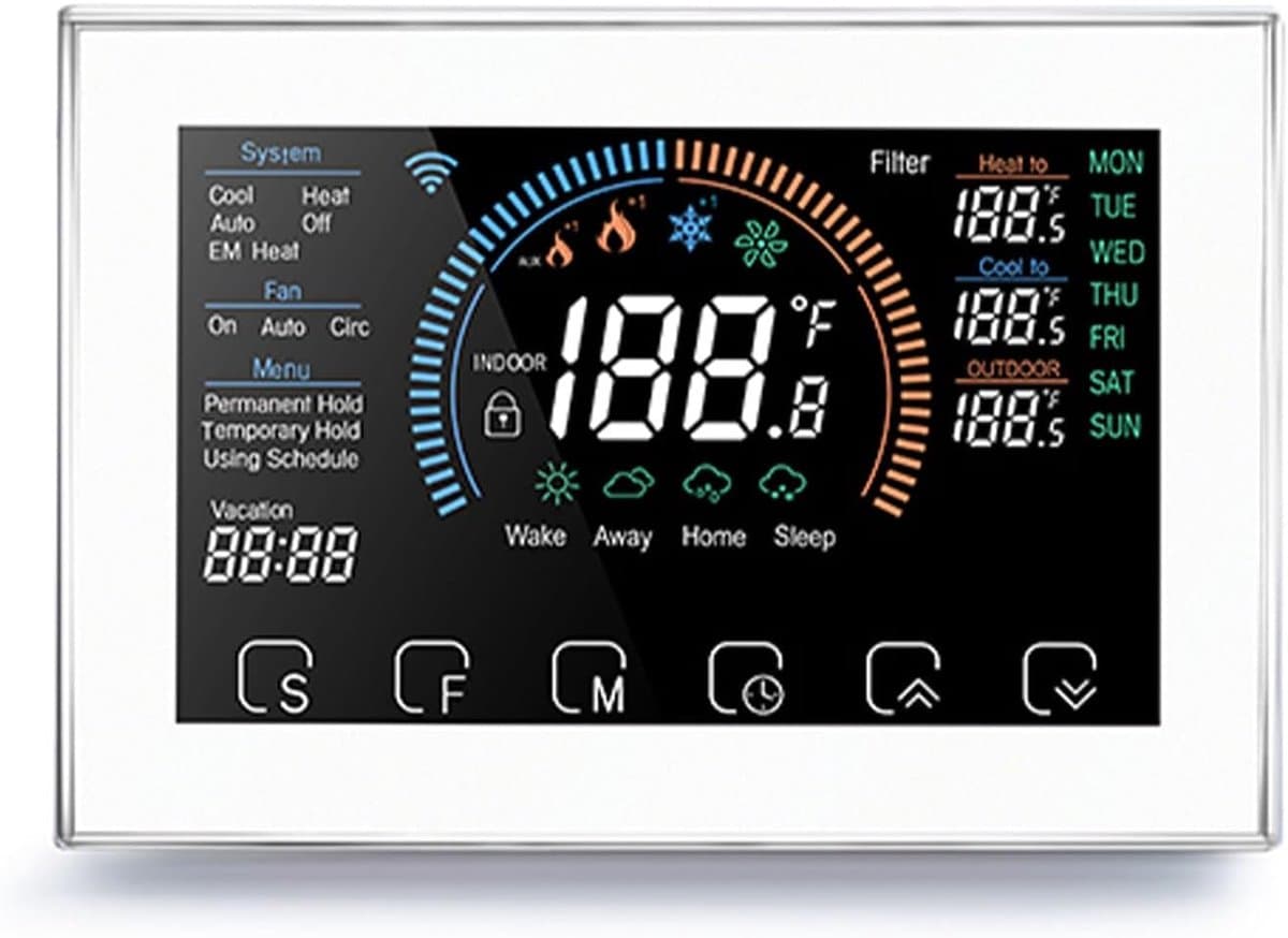 Slimme Thermostaat - Warmtepomp Regelaar - Energie Besparen - LCD Touchscreen - 5-35°C - Wit — afbeelding 1