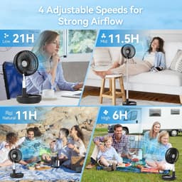 Staande ventilator oplaadbaar – Inklapbare tafelventilator – 4 snelheden – Afstandsbediening – USB-C — thumbnail 4
