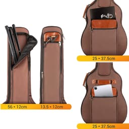 Gevoerde Gitaartas - Beschermhoes Gitaar - Draagbaar Gitaarhoes - 107 cm - 12 cm Dik - 40/41/42 inch - Waterdicht - Meerdere Vakken - Rubberen Bodem - Voor Akoestische Gitaar & Klassieke Gitaar - Gitaar Accessoires — thumbnail 5