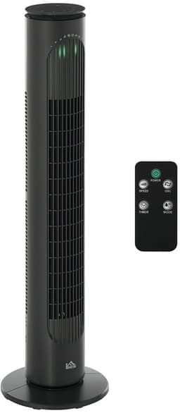 Zerova Torenventilator met Afstandsbediening - Ventilator Staand - Fan - Luchtverfrisser - 3 Snelheden - 45 W - Donkergrijs — thumbnail 1