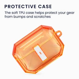 kwmobile Earphones Case for Apple Airpods Pro 3 Case - Clear TPU Silicone Earbuds Cover - Orange / Transparent — thumbnail 5