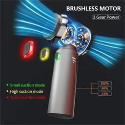 Draagbare Stofzuiger - Handstofzuiger Draadloos - Auto en Huis - Krachtige Borstelloze Motor - 500 Gram - Zwart — thumbnail 3