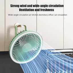 Stille Bureauventilator - Draagbare Ventilator - Frisse Lucht - Met Nachtlampje - 20.5 cm Hoog - Groen — thumbnail 3