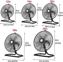 Hoge Snelheid Vloerventilator - Industriële Ventilator Commerciële Ventilator - Lucht Circuleren - Verstelbare Windrichting - 30 cm - Metaal — thumbnail 5