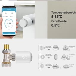 Slimme Thermostaat - Radiatorventiel - Energie Besparen - App Bediening - M30 x 1.5mm - Wit — thumbnail 3