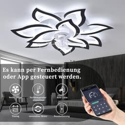 Plafondventilator met verlichting – Dimbare LED – Stil – 6 snelheden – Afstandsbediening – 58 cm zwart — thumbnail 4