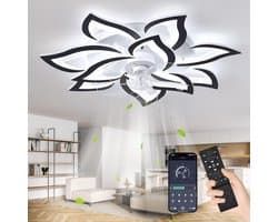 Plafondventilator met verlichting – Dimbare LED – Stil – 6 snelheden – Afstandsbediening – 58 cm zwart — afbeelding 1