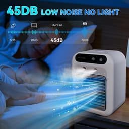 Sander Shop Draagbare airconditioning, persoonlijke verdampingsluchtkoeler, 2 snelheden, 2 koele nevels, kleine airconditioningsventilator, desktopkoelventilator, draagbare AC voor kamer, kantoor, bureau — thumbnail 2
