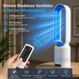 HomeGoodies Bladloze Ventilator met Afstandsbediening – Stil – 8 standen - 90° Oscillatie & Timer – Slaapkamer & Woonkame - Goud — thumbnail 4