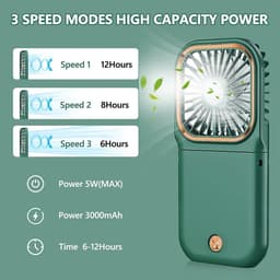 180° Opvouwbare Ventilator - 1 stuk - 167×80×19mm - Drie windsnelheden - 3000mAh batterij - Kan als powerbank gebruikt worden - Mini elektrische handventilator - Geschikt voor op reis, op kantoor en op vakantie -Milieuvriendelijk — thumbnail 3