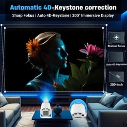 SnelShoppen - Portable Mini Projector Android 11, 4K & 1080p Full HD, WiFi 6, Bluetooth 5.2, Car Keystone, 180° Rotatie, 160 ANSI Lumens, Tot 200" Bee — thumbnail 4
