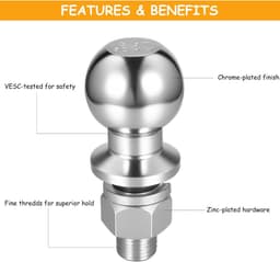 SnelShoppen - Clutch Ball Tractor Grasmaaier 50mm Trekhaakbal, 3.5 Ton Trekhaakbal voor Aanhangwagen, Trucks, Tractoren - RVS, Duurzaam en Sterk — thumbnail 2