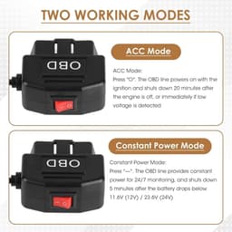 SnelShoppen - 3.5m OBD Power Cord voor Dashcam, 12-24V naar 5V3A Type C OBD2 Camera met Knop, 24 Uur Bewaking, Laag Spanning Bescherming — thumbnail 5