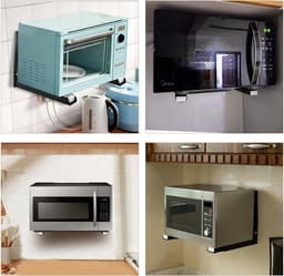 SnelShoppen - Set van 2 Wandbeugels voor Magnetron | Verstelbare RVS Houder voor Magnetron en Mini Oven | Zwart en Duurzaam — thumbnail 2