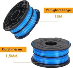 SnelShoppen - Dubbele Draad Spoel A6441 A6441-XJ A6442 Voor Grasmaaier, 12m Lengte Ø 1,5mm Met Rinse Deksel, Geschikt Voor Diverse Modellen — thumbnail 2
