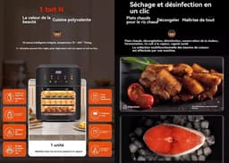 Airfryer met 3 Kookplaten - Mini Oven Heteluchtfriteuse - Gezond Koken - Intelligente Spraakbesturing - 25 Liter - Zwart — thumbnail 4