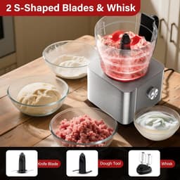Keukenmachine - Foodprocessor Mixer - Koken en Bakken - 11-in-1 Functionaliteit - 32 Liter Kom - Zilver — thumbnail 3