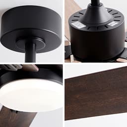 HAUSS SPOLE Ventilator – 107 Cm Met Verlichting En Afstandsbediening – Metaal En Hout – Zwart En Donker Walnoot – 6 Snelheden Voor Woonkamer — thumbnail 5