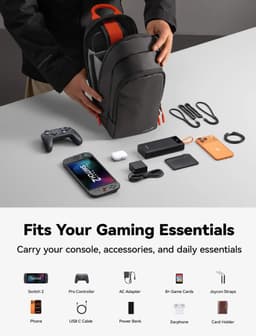 JSAUX Crossbody Sling Bag voor Nintendo Switch 2 / Steam Deck / ROG Ally - 4,5L - Waterbestendig - Zwart - BG0131 — thumbnail 2