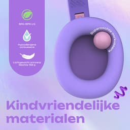 PowerLocus Bobo – USB-C Kinder Koptelefoon met Draad - Koptelefoon voor kinderen - Veilig volume van 85dB en 94dB - Katten Oortjes - Led Verlichting - Met microfoon – Stickers – Paars/Roze — thumbnail 3