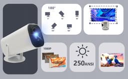 Mini Beamer - Draagbaar Projector - Android 12 - 5G & WiFi & Bluetooth 5.0 - 180° Hoek - 1080P - 200 ANSI - Thuisbioscoop - Voor Thuis en Kantoor — thumbnail 5