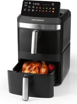 Dubbele Heteluchtfriteuse - Verticale Airfryer - Vetarm Koken - Twee Kamers SYNC - 12 Liter - Zwart — thumbnail 1