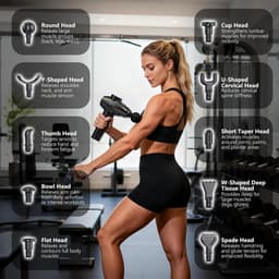 Thijox - Massagepistool met 10 Massagekoppen, 30 Snelheden, Percussie Massageapparaat voor Spierontspanning, Handzaam en Efficiënt, Perfect voor Sport — thumbnail 4